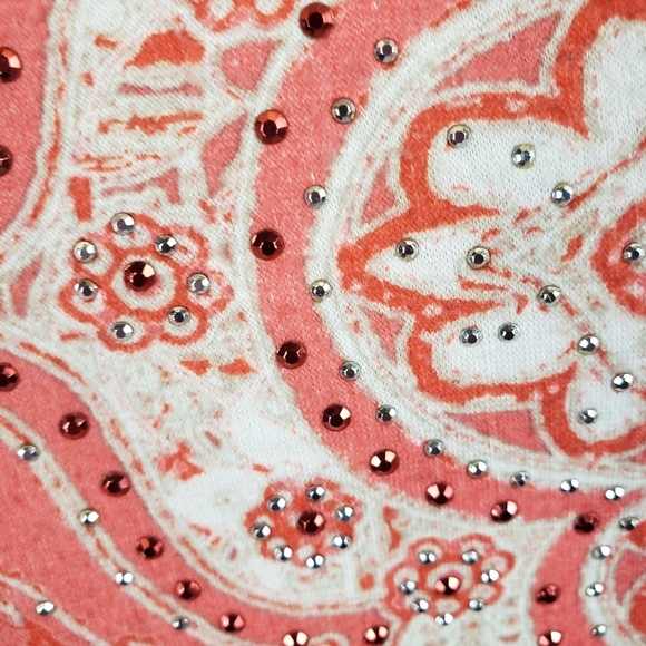 Catherines Peach Jeweled Short Sleeve Shirt Sz 2X - Picture 5 of 9